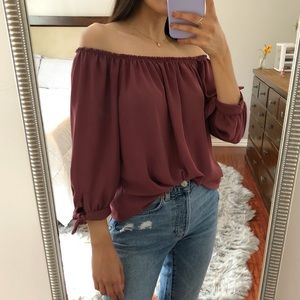 Off The Shoulder Grape Pink Colored Dressy Shirt
